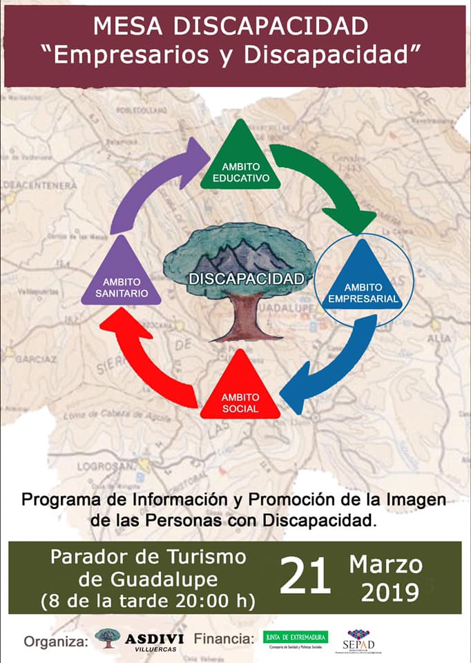 Mesa discapacidad en el Parador de Turismo de Guadalupe marzo 2019