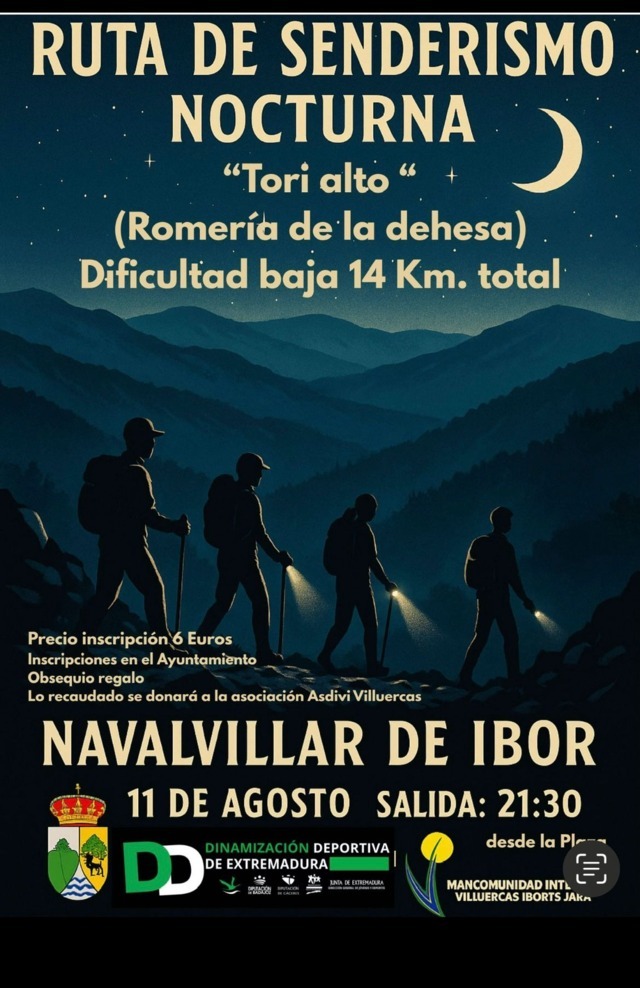 Ruta de senderismo nocturna en Navalvillar de Ibor (2025)